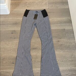 Black and White Houndstooth Flare Pants